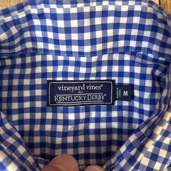 Vineyard Vines Kentucky Derby Gingham Shirt Long SLeeve Button Down Mens Medium - Picture 5 of 7